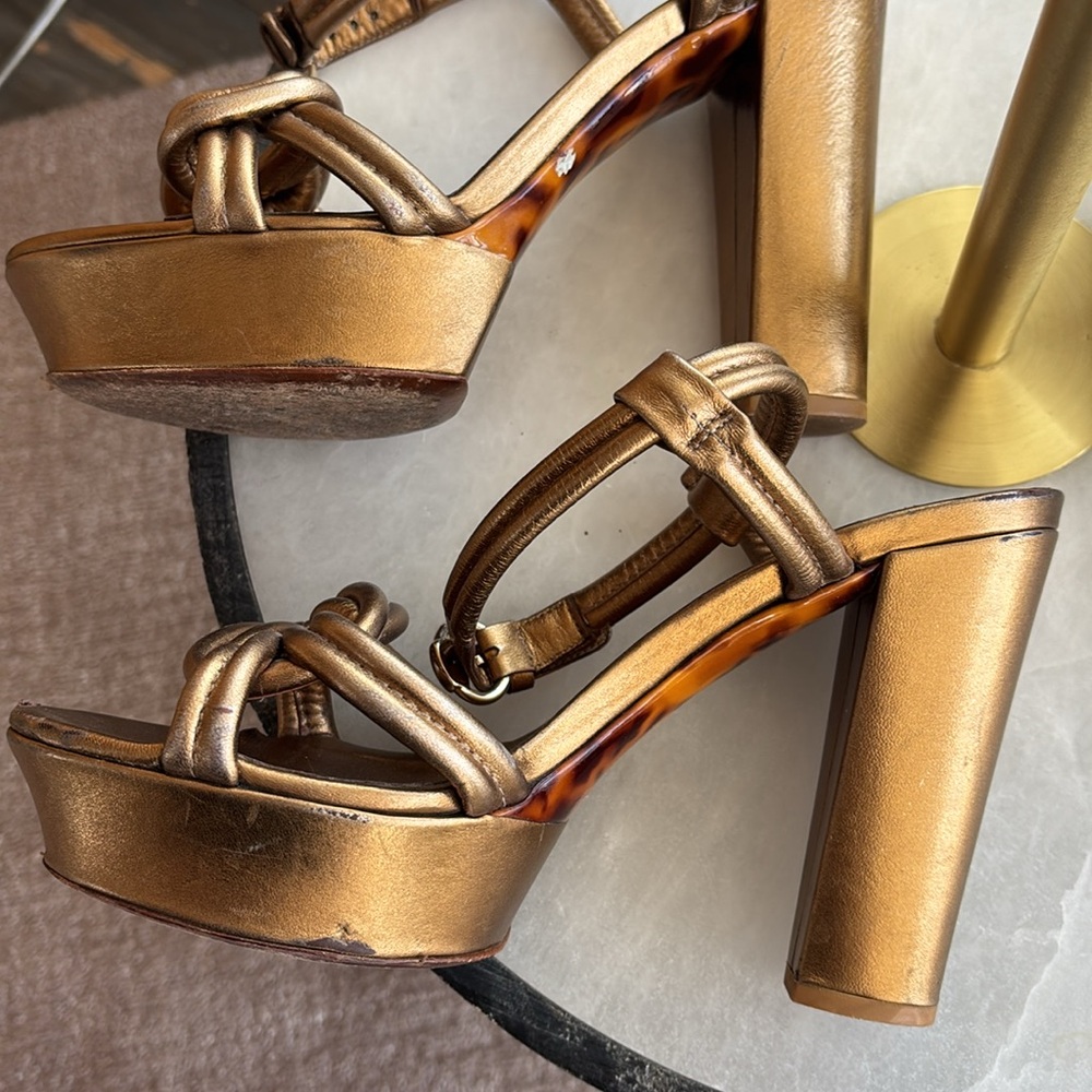 Gucci Women's Metallic Bronze Platform  Heels - Picture 5 of 10